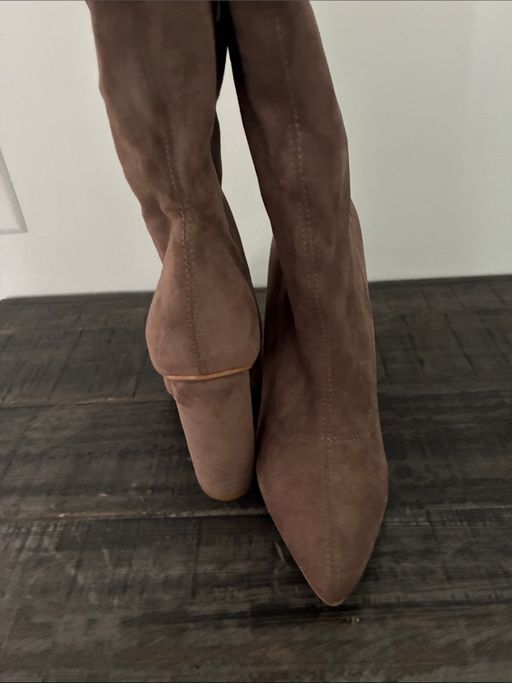 Elegant Taupe Suede Pointed Toe Women’s Boots